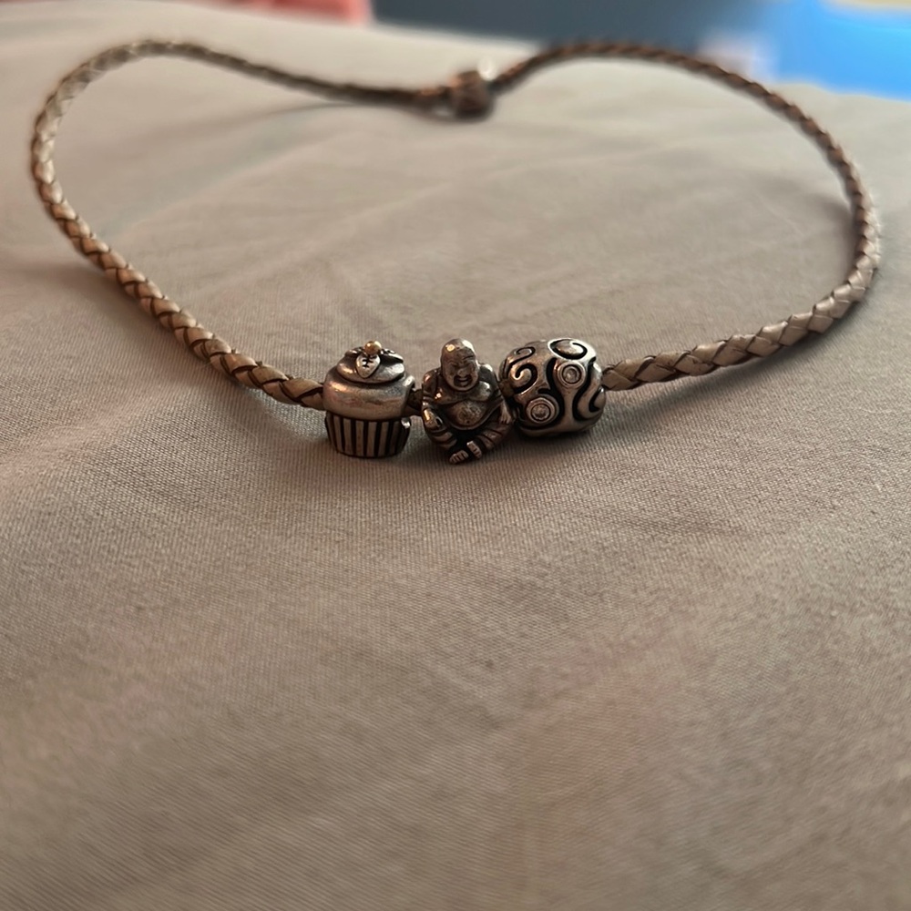 Pandora charms on rope bracelet
